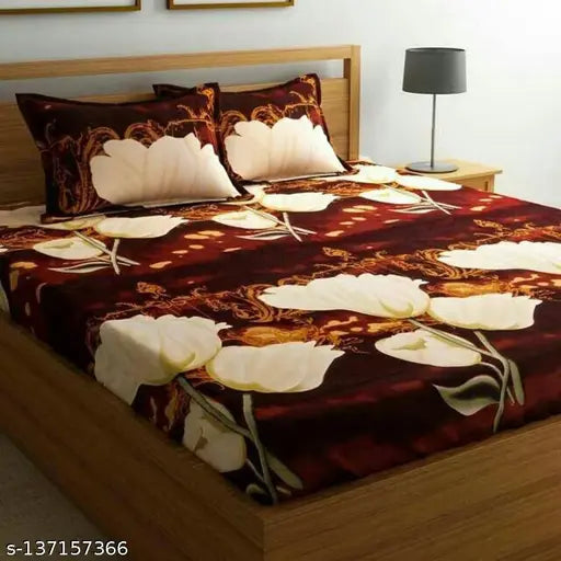 1 Double Bedsheet With 2 Pillow Covers Floral Printed Bedsheet Size 90x90 Inches ||MultiColours