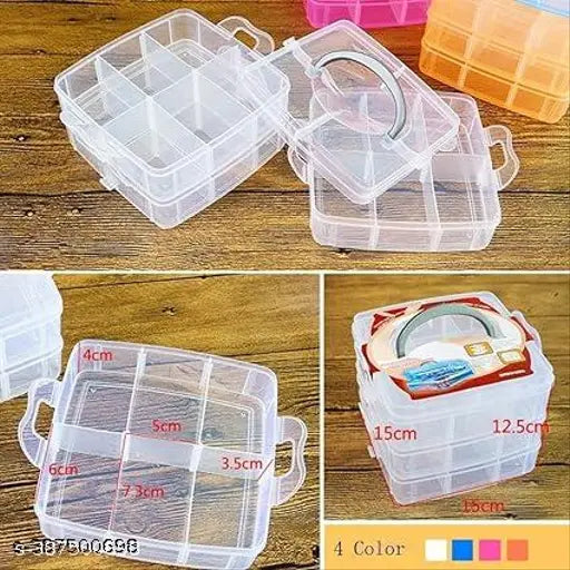 18 Grid Plastic Transparent Jewelry/Makeup/Cosmetic Storage Boxs Portable Jewelry Boxs Accessories for Earrings Ring ( WHITE )