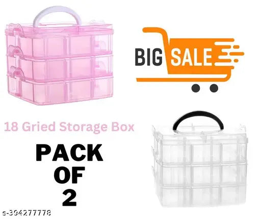 18 Grid jewellery Storage box(PINK & WHITE)