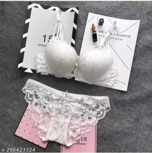 "MORATER" Women's Bra Panty Set Lace Push Up Underwired Solid Lingerie Set Bikini Set for Women Lingerie Set for Women