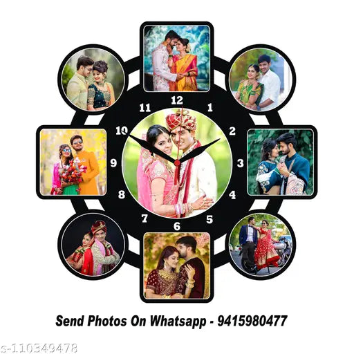 9 Photo Send Wall Clock 12x12 Inch