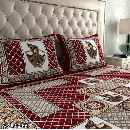 100 %cotton double bed bedsheet with 2 pillow cover