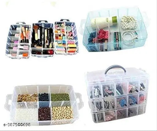 18 Grid Plastic Transparent Jewelry/Makeup/Cosmetic Storage Boxs Portable Jewelry Boxs Accessories for Earrings Ring ( WHITE )